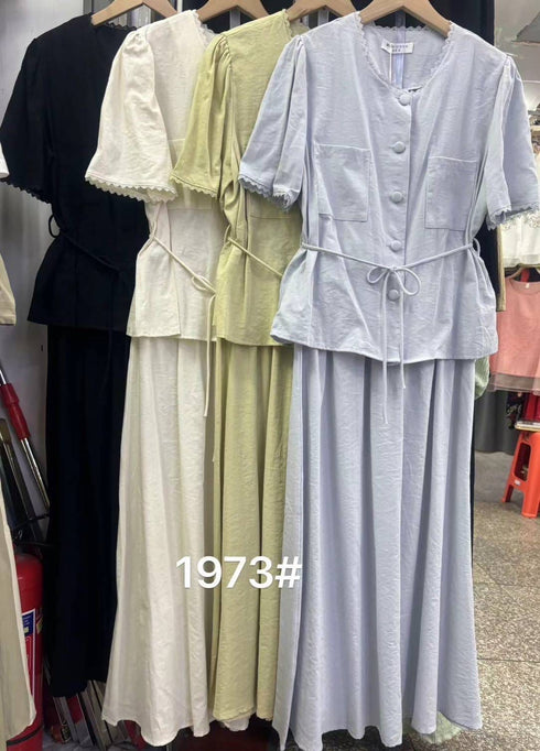 Two Piece Single Button Top With Skirt